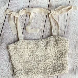 Princess Polly Beige Ruffled Crop Top